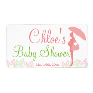 Rosa Silhouette Baby Shower Vattenflaska Fraktsedel
