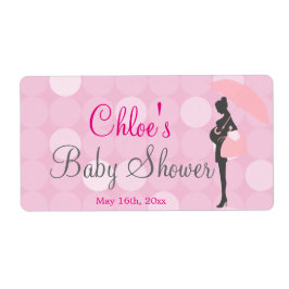 Rosa Silhouette Baby Shower Vattenflaska Labels Fraktsedel