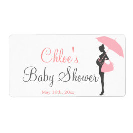 Rosa Silhouette Baby Shower Vattenflaska Labels Fraktsedel
