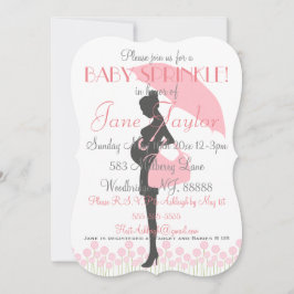 Rosa Silhouette Baby Sprinkle Inbjudningar