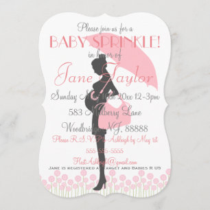 Rosa Silhouette Baby Sprinkle Inbjudningar