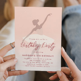 Rosa Silhouette Ballerina Födelsedagsfest Inbjudningar
