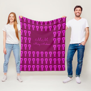 Rosa Silhouette Djembe Drum Mönster Lila Fleecefilt