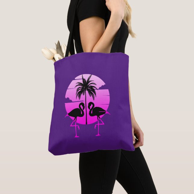 Rosa Silhouette Flamingos Bird Tygkasse (Närbild)