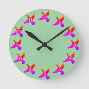 Rosa Silhouette Flies Anka Rund Klocka