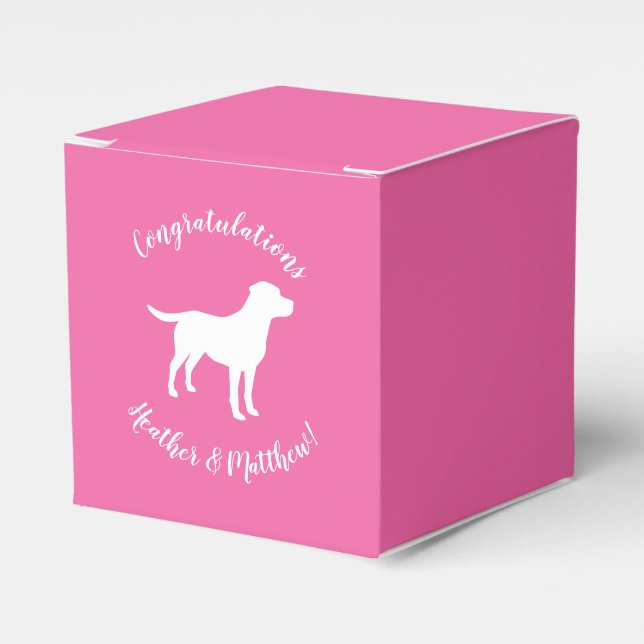 Rosa SIlhouette Lab Hund Puppy Baby SHower Presentaskar (Framsidan Sidan)