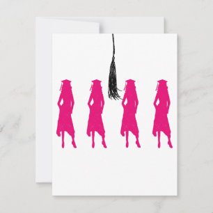 Rosa Silhouettes Tassle Studentfest Inbjudan