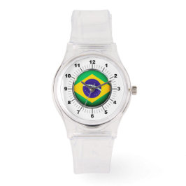 Rosa Silicon Watch för Flagga i Brasilien Armbandsur