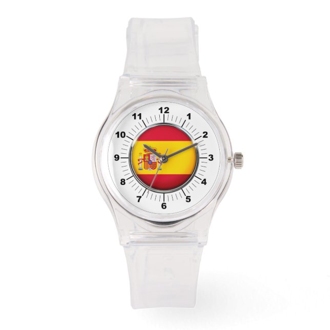 Rosa Silicon Watch för Flagga i Spanien Armbandsur (Framsida)