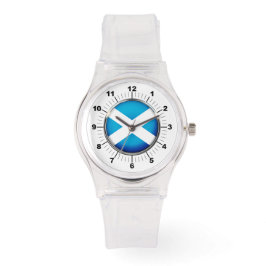 Rosa Silicon Watch för kvinnor i Skottland Flagga  Armbandsur