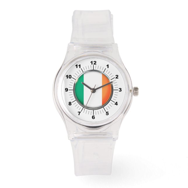 Rosa Silicon Watch för kvinnors Flagga i Irland Armbandsur (Framsida)