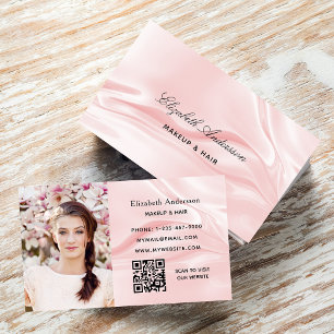 rosa silke elegant QR-kod Visitkort