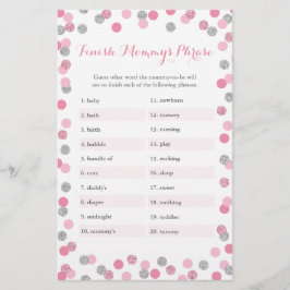 Rosa Silver Baby Shower Avslutar MammaPhrase Game