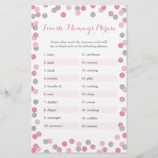 Rosa Silver Baby Shower Avslutar MammaPhrase Game
