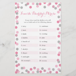 Rosa Silver Baby Shower Avslutar Pappor Phrase-spe