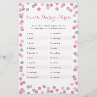 Rosa Silver Baby Shower Avslutar Pappor Phrase-spe