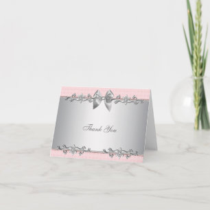 Rosa silver baby shower-gåva tackkort