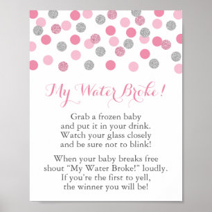 Rosa & Silver Baby Shower My Vatten Fattig Game Si Poster