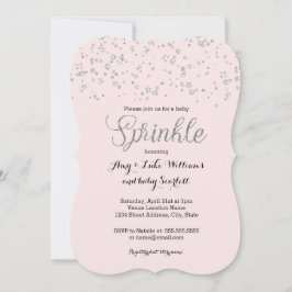 Rosa Silver Baby Sprinkle Girl Shower Inbjudan