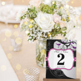 Rosa Silver & Black Plum Träd Bordsnummer Card
