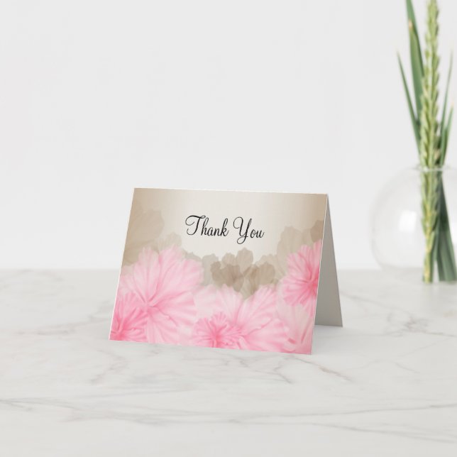 Rosa & Silver Blommig | Tackkort (Framsida)