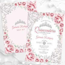 Rosa Silver Blommigt Quinceanera