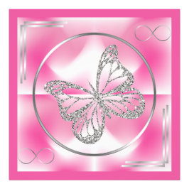 Rosa & Silver Butterfly och oändlighetstecken | Fo Fototryck