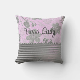 Rosa Silver Chic Blommigt Chef Dam Silver Rand Kudde