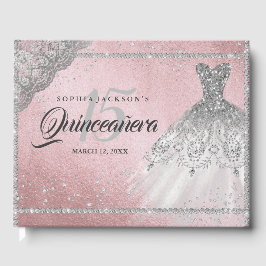 Rosa Silver Diamond Gnistra Gown Quinceanera Gästböcker