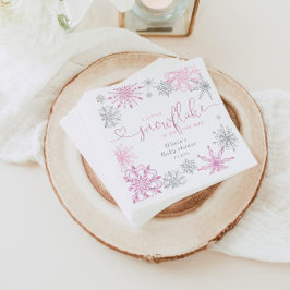 Rosa silver En liten babydusch i snöflingor Pappersservett