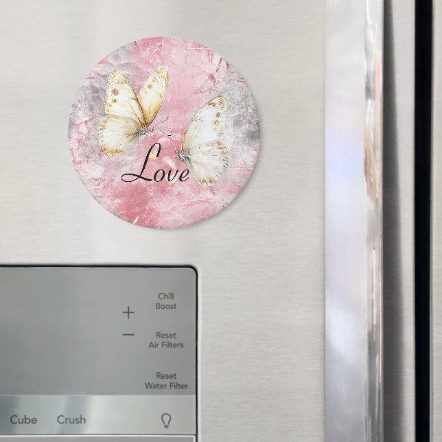 Rosa Silver Fjärilar Kärlek Magnet (In Situ (Fridge))