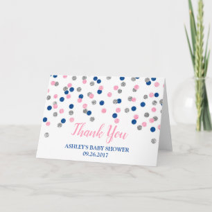 Rosa Silver Gender Reveal Baby Shower Tack Kort