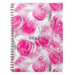 Rosa Silver Glam Abstrakt Circles Anteckningsbok