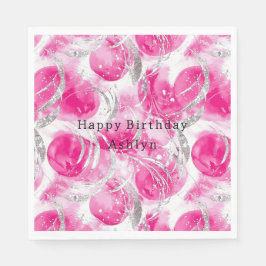 Rosa Silver Glam Abstrakt Circles Birthday Pappersservett