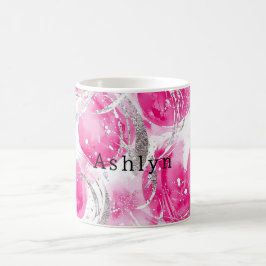 Rosa Silver Glam Abstrakt Circles Kaffemugg