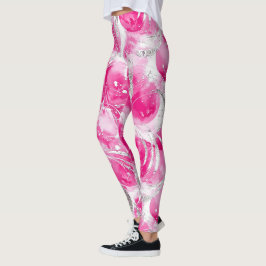 Rosa Silver Glam Abstrakt Circles Leggings