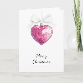 Rosa Silver Glam Heart Ornamet God jul Kort