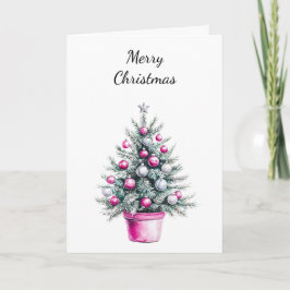 Rosa Silver Glam Ornament Julgran Kort