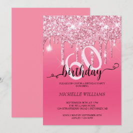 Rosa Silver Glitter Kalligrafi Inbjudningar