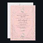 Rosa Silver Glitter Konfetti Gräns Bat mitzvah Inbjudningar<br><div class="desc">Den här eleganten och den lyxiga Bat mitzvah inbjudan är perfekt för ett klassigt och formellt evenemang. Den har faux tryckt glatt silver glitter konetti som sprinklingade runt och ovanpå en tunn silver-rektangel gräns och rosa med stjärnor David. Den är chic, glamorös, modern, enkel och vacker. Den bästa designen för...</div>