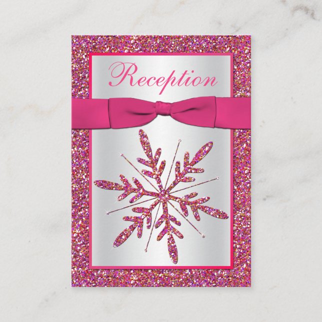 Rosa, Silver-Glitter-snöflingkort Tilläggskort (Framsida)