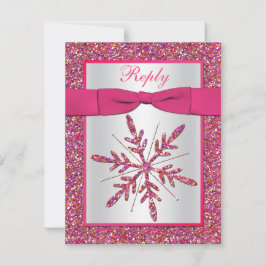 Rosa, Silver Glitter Snowflake OSA kort
