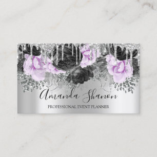 Rosa Silver Grått Glitter-Logotyp-händelseplanerin Visitkort