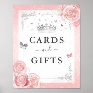 Rosa Silver-kort med presentkort Tabletop Party-t Poster