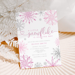 Rosa silver lilla snowflake-flickdusch inbjudningar