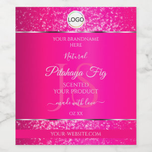 Rosa Silver Logotyp Initialer Glitter produktetike Vinflaska Etikett