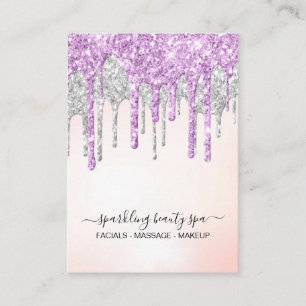 *~* Rosa SILVER MAGENTA Dripning av GLITTER AP7 Visitkort