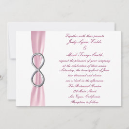 Rosa silver oändlighet bröllopsinbjudan inbjudningar