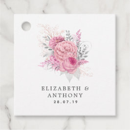 Rosa, Silver och vit Blommigt Bröllop Gåvor Etiketter