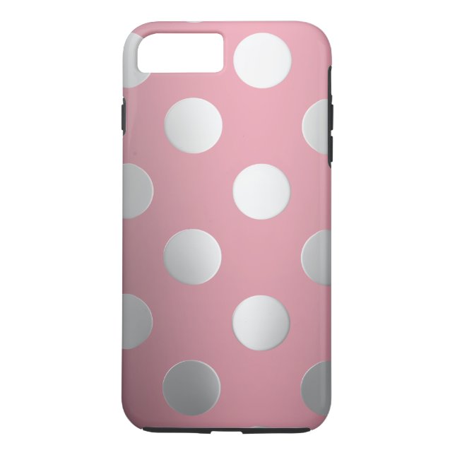 Rosa, Silver Polka dots Case-Mate iPhone Skal (Baksida)